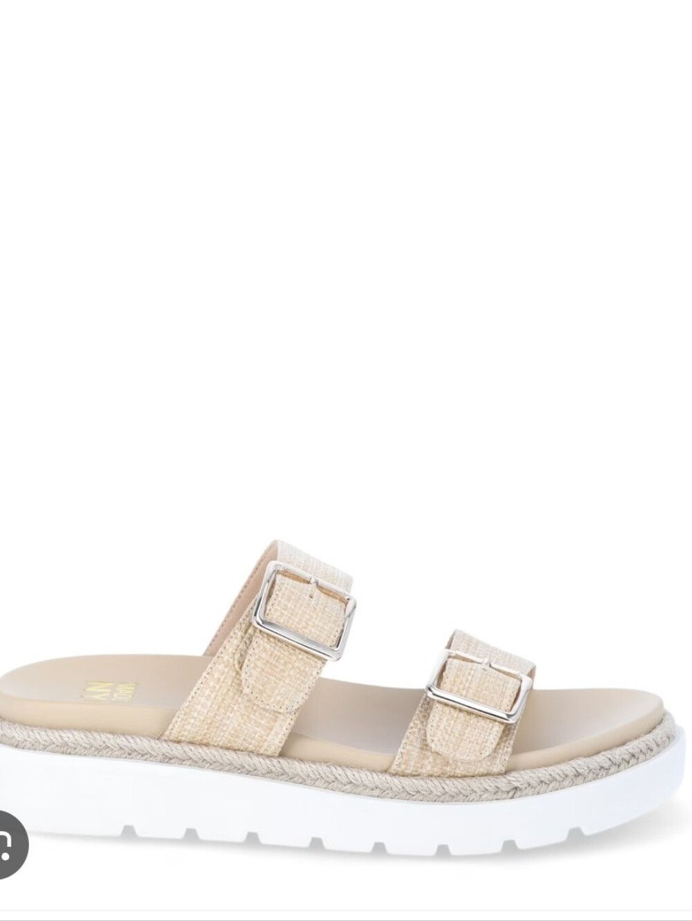 MADDEN NYC SZ 11 2 STRAP RAFFIA STYLE SLIP.ON SANDAL